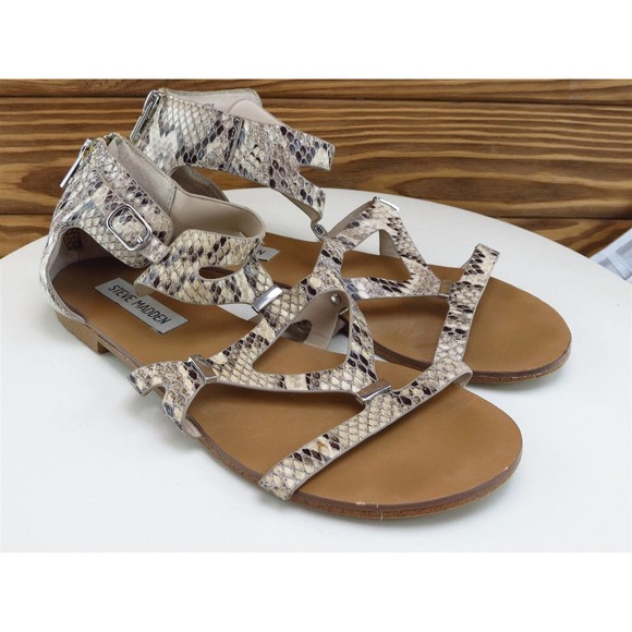 Steve Madden Size‎ 6.5 Sandal Gladiator Beige Synthetic Women M Comly - Picture 4 of 10
